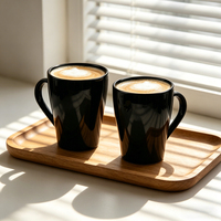 Vente en gros de tasses à thé rondes noires vides, tasses à café vintage en verre de 300 ml, de haute qualité avec poignée