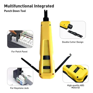ZOERAX Kit d'outils réseau modèle <span class=keywords><strong>GBG</strong></span>, Pince à sertir RJ45 à passage direct avec testeur de câbles, outil de perforation, dénudeur et coupe-câbles, connecteurs Cat6 - Product Image 3