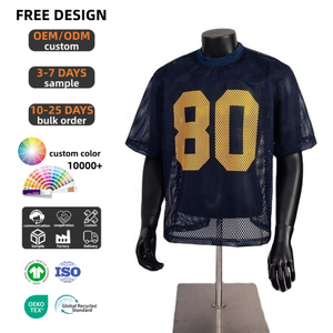 Maillots de football américain personnalisés en gros avec logo, style streetwear, coupe courte, en <span class=keywords><strong>maille</strong></span> respirante, impression sérigraphique - Product Image 1