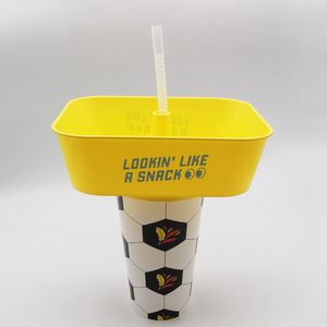 fabrik direkt lebensmittel-klasse 1,5 l einweg 2 in 1 pp snack und trink becher kunststoffbecher mit snack behälter dessert obst tablett auf t - Product Image 4