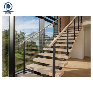 Escalera recta Prima, escalera moderna con viga <span class=keywords><strong>de</strong></span> acero, diseño flotante <span class=keywords><strong>para</strong></span> interiores <span class=keywords><strong>de</strong></span> villas, <span class=keywords><strong>escaleras</strong></span> minimalistas. - Product Image 4