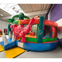 Grand château gonflable de dinosaure, châteaux gonflables d'anime avec toboggan combiné, grand château gonflable extérieur