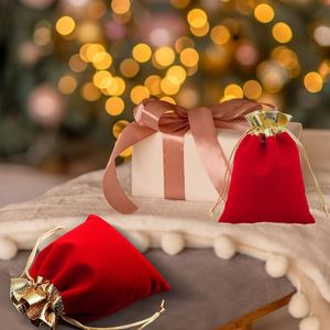 Pochette en velours pour bonbons pour mariages, fêtes, anniversaires, Noël - Sac de rangement cadeau en velours de coton doux avec cordon de serrage - Product Image 5