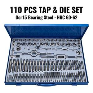 Kit de réparation de filetages ISO haute performance 110 pièces, jeu de tarauds et filières en acier Gcr15, fournisseur OEM ODM, garantie 3 ans, pour filetage droit - Product Image 1