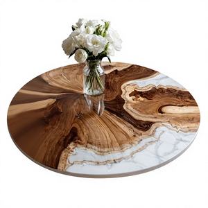 Mesa de Comedor/Café de Resina y Madera de Acacia Hecha a Mano, Moderna y de Lujo, Impermeable, para Sala de Estar, Jubilación, Aniversario de Bodas, Diwali - Product Image 1