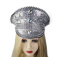 Chapeau de capitaine personnalisé en polyester avec paillettes, strass et sequins, style Y2K, unisexe, pour adultes, idéal pour les fêtes, toutes saisons