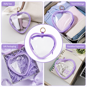 Bolsa <span class=keywords><strong>de</strong></span> cosméticos portátil reutilizable transparente <span class=keywords><strong>de</strong></span> PVC <span class=keywords><strong>en</strong></span> forma <span class=keywords><strong>de</strong></span> corazón grande personalizada con cremallera y anillo <span class=keywords><strong>de</strong></span> metal para <span class=keywords><strong>viajes</strong></span> o embalaje <span class=keywords><strong>de</strong></span> regalo - Product Image 4