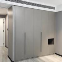 Armoire en MDF avec Portes Coulissantes, Gris Moderne, Chambre à Coucher, Noyer, Marbre, Art Déco, Acacia Noir