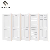 Porte intérieure pré-montée OEM ODM en HDF moulé insonorisé, panneau plat blanc apprêté, non fini, pour salle de bain, chambre et salon