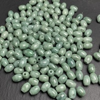 Perles de jadeite verte birmane naturelle à grand trou, forme baril, 8-13 mm, perles intercalaires lâches pour accessoires de bijoux faits main DIY