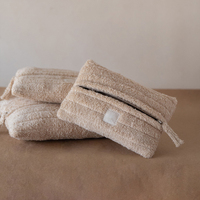 Pochette de maquillage rectangulaire en coton éponge matelassée personnalisée, motif nuages moelleux, vente en gros