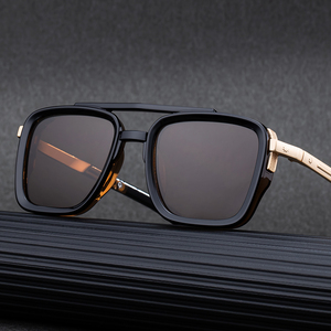 Lunettes de soleil carrées tendance Partagas avec logo personnalisé, double pont, protection UV400 pour hommes - Product Image 2