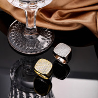 Bague Classique pour Homme en Argent Pur 925 Plaqué Or 18 carats avec Moissanite VVS Taille Ronde Brillante Style Hip Hop - Vente en Gros