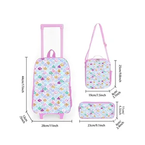 <span class=keywords><strong>Mochila</strong></span> Escolar con <span class=keywords><strong>Ruedas</strong></span> de Poliéster con Diseño de <span class=keywords><strong>Sirena</strong></span>, con Lonchera y Estuche para Lápices, Carro Escolar Retráctil Unisex - Product Image 2