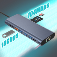 USB C Hub tampilan ganda 14-in-1, stasiun Dok 4K HD4K adaptor Multiport untuk HP/Lenovo/Mac Book USB 3.1 antarmuka stok