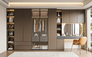 Dressing sur mesure de luxe moderne avec cloison en verre et éclairage LED pour appartement, villa, mobilier de maison - Product Image 3