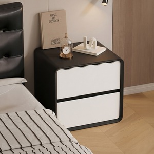 Table de chevet minimaliste en bois massif, design soigné, esthétique unique, armoire de rangement créative pour chambre à coucher - Product Image 1