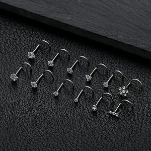Piercing Para Nariz 20 Unidades – Anillos De Titanio G23 Con Cristal, Joya Hipoalergénica Para Hombre Y Mujer