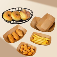 ZORRITA 3 lb Plateaux carrés jetables en papier kraft écologique pour biscuits, paquet de 50, paniers de service pour fêtes