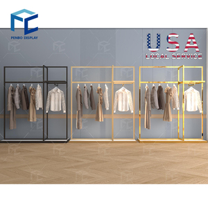 Estante de ropa boutique personalizable, estantes de tienda de ropa de metal ajustables, estante de pared de muebles para tienda de ropa - Product Image 5