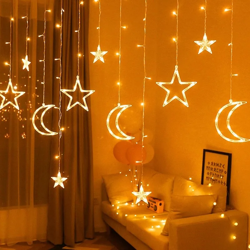 ИД Мубарак Звезда Луна светодиодная световая полоса Рамадан украшение для дома мусульманский событие Вечеринка Ид аль-Фитр Декор