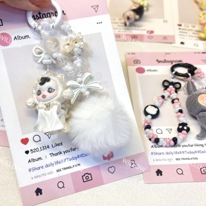 Cordón universal DIY de lujo para teléfono con logo personalizado de bebé llorón, correa ajustable cruzada, material de plástico y cuentas, venta al por mayor - Product Image 1
