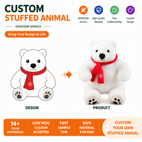 Ours polaire en peluche blanc avec écharpe rouge et broderie flocon de neige, personnalisable avec logo OEM/ODM, mascotte animale, certifié CPC CE