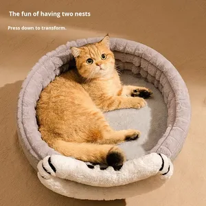 Cama Cálida de Invierno para Gatos, de Algodón, Estilo Cerrado, con Escondite Seguro para Gatitos, Hecha en China, No Requiere Ensamblaje, para Todas las Estaciones - Product Image 4