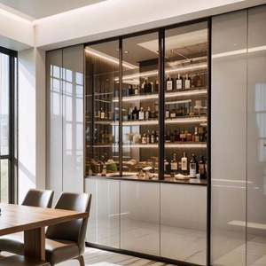 Luxury Solid Wood Wine <b>Cabinet</b> <b>for</b> Living Room-Modern Eco-Friendly Display Showcase with Glass Doors 2025 Design - Product Image 1