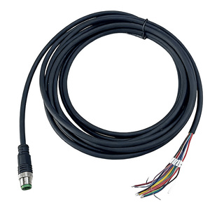 Kabel Harness Tembaga Kustom Tahan Air IP67 M12 4 Pin Female Male Lurus 90 Derajat Sudut untuk Mesin Penggunaan Luar Ruangan - Product Image 1