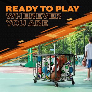 공장 도매 금속 스포츠 장비 농구 보관 주최자 홀더 볼 저장 빈 바퀴 공 카트 - Product Image 4