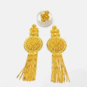 Gold Plated Hiphop Tassel <b>Earrings</b> Engagement Party Wedding Jewelry Set Brass Fashion Statement Bridal Elegant Ethnic Wear - Product Image 1