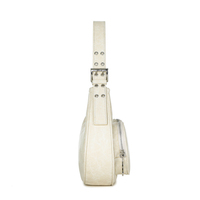 Sac bandoulière vintage YIEYIE en cuir végétalien ivoire avec fermeture éclair et sangle réglable – Marque originale, prêt à la vente en gros
