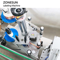 Machine d'étiquetage latérale et inférieure de bouteilles de pots ronds d'autocollant automatique vertical de ZONESUN ZS-TB822Y