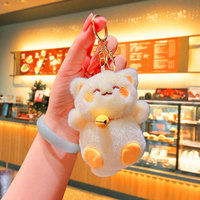 En gros, Porte-clés pendentif en peluche super douce, motifs chat porte-bonheur et ours mignons, petit format, anti-stress, pour anniversaire, avec technique de lavage, en boîte