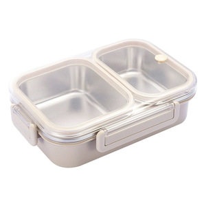 Boîte à bento en acier inoxydable 304 de 1000 ml avec séparateurs, boîte à lunch rectangulaire étanche pour étudiants, bureau, salle à manger, conteneur alimentaire - Product Image 6