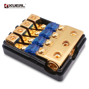 KUERL ที่ใส่ฟิวส์ใบมีดทองแดงบริสุทธิ์ 1 ใน 4 ช่องบล็อกจ่ายไฟเครื่องเสียงรถยนต์ - Product Image 2