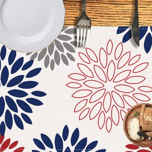 Chemin de table drapeau américain 4 juillet Décoration de table florale Rayures étoiles patriotiques pour Memorial Day Cuisine Table à manger Décoration - Product Image 2