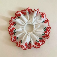 Dentelle brodée en coton à motif cerise de 10 cm, bord festonné, pour robe d'enfant, vêtement, textile de maison, couture et décoration