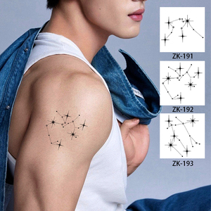 חם מוכר שנים עשר קבוצות כוכבים קעקוע חצי קבוע מדבקות אישית מיץ צמחים פנים נייר גוף לבן - Product Image 4