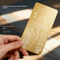 Nouvel ensemble de plaques de stamping pour ongles en acier inoxydable doré, avec support, motifs professionnels pour salon : ligne française, diamant, carreaux, denim, nœud, dentelle