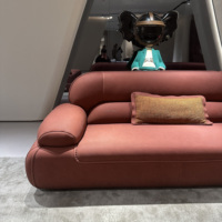 Canapé d'angle de salon de villa en cuir épais personnalisable, design original italien post-moderne, confortable à assis, modèle de designer