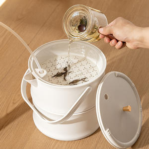 Seau à thé avec couvercle, forme cylindrique, pour service à thé Kung Fu, séparation sec-humide, filtre de drainage, collecteur de résidus de thé - Product Image 1