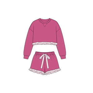 Conjunto de Sudadera de Dos Piezas Personalizado para Niños, Top de Cuello Redondo, Pantalones Cortos con Cordón, Ropa Casual, Proveedor de Fábrica - Product Image 2