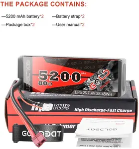 GOLDBAT फैक्टरी थोक 2 एस 5.2Ah 80C आर सी कार ट्रक नाव खिलौने 7.4V आर सी लाइपो बैटरी पैक