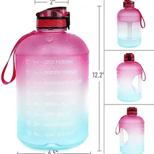 Botella de agua Tritan sin BPA de 3,78 L con tapa que rebota, botella de agua deportiva portátil con una mano y gran capacidad de 1 galón
