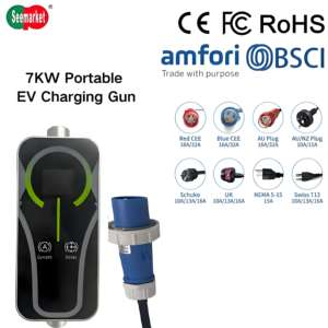 Portable EV <b>Charger</b> 16A 3.5kW 32A 7kW Type1 J1772 Type2 IEC62196 EU Schuko US NEMA Plug 5m <b>Cable</b> Smart APP Control IP66 EVSE Por - Product Image 5
