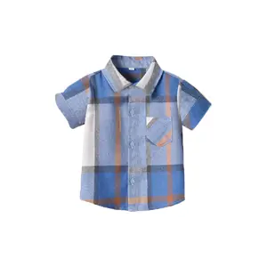 1 Pcs Custom Tag Plaid Cotton Spring Infant Toddler Children Clothing Turn-Down Collar Boys Kids Outwear