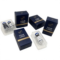 Marineblaue Maßgefertigte Flache Kunstpapier-Box mit Prägung für Peptid-Proben 1-10 Stück Packung Mit/Ohne Sichtfenster