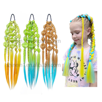 Vente flash : Extensions de cheveux pour tresses, queue de cheval bouclée en synthétique ombrée faite à la main de 12 pouces, colorées, pour filles
